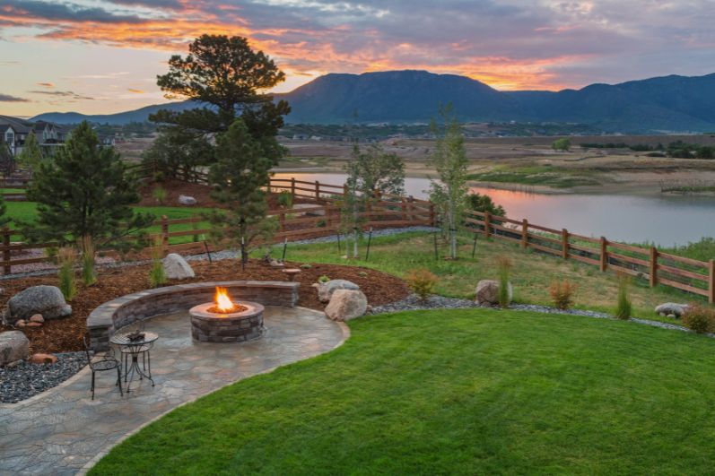 Fire Pit with Hedges Creating the Fence