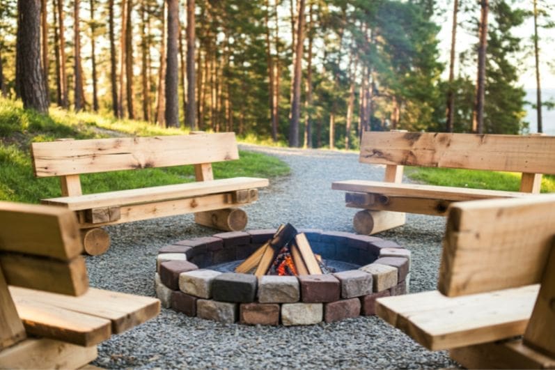 Fire Pit with Stone Benches Around
