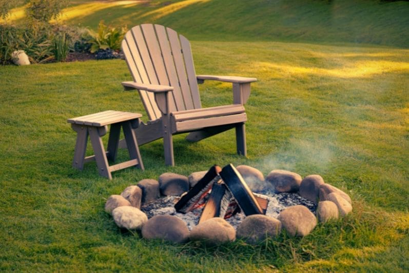 Lawn and Pea Gravel Surrounding the Fire Pit