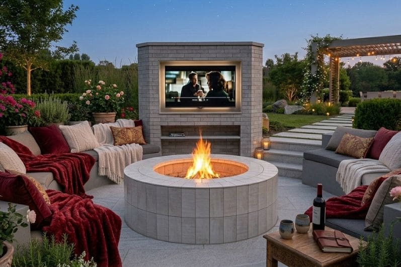 TV Mounted Fire Pit